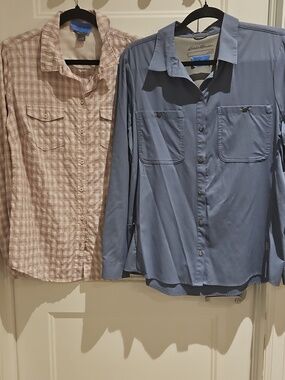 Set of 2 Outdoor Shirts | Eddie Bauer Plaid & Eddie Bauer Blue | EUC